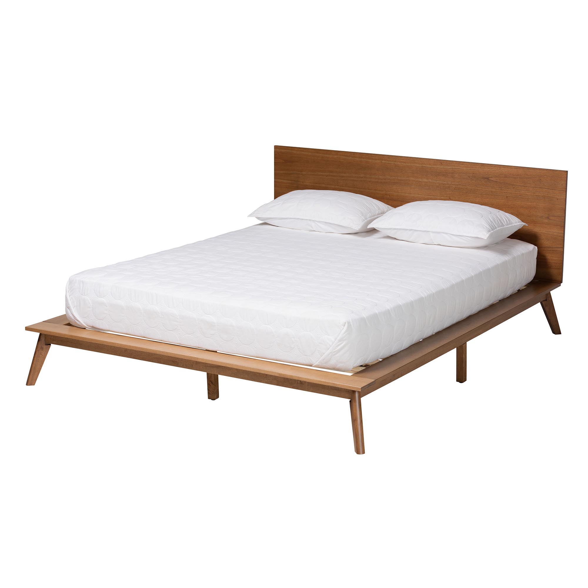 Baxton Studio Wheatley Mid-Century Modern Walnut Brown Finished Wood Queen Size Platform Bed